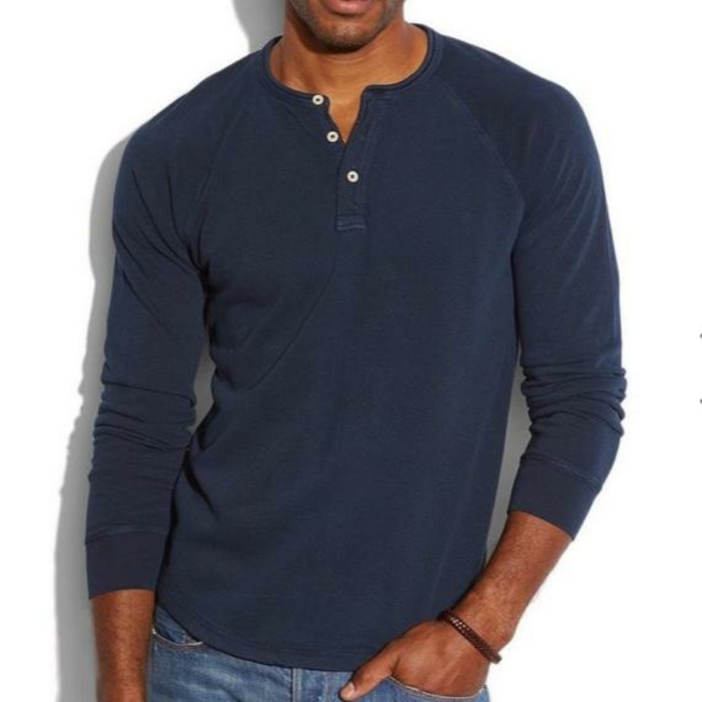 Lucky Brand Honeycomb Henley American Navy Mens XL